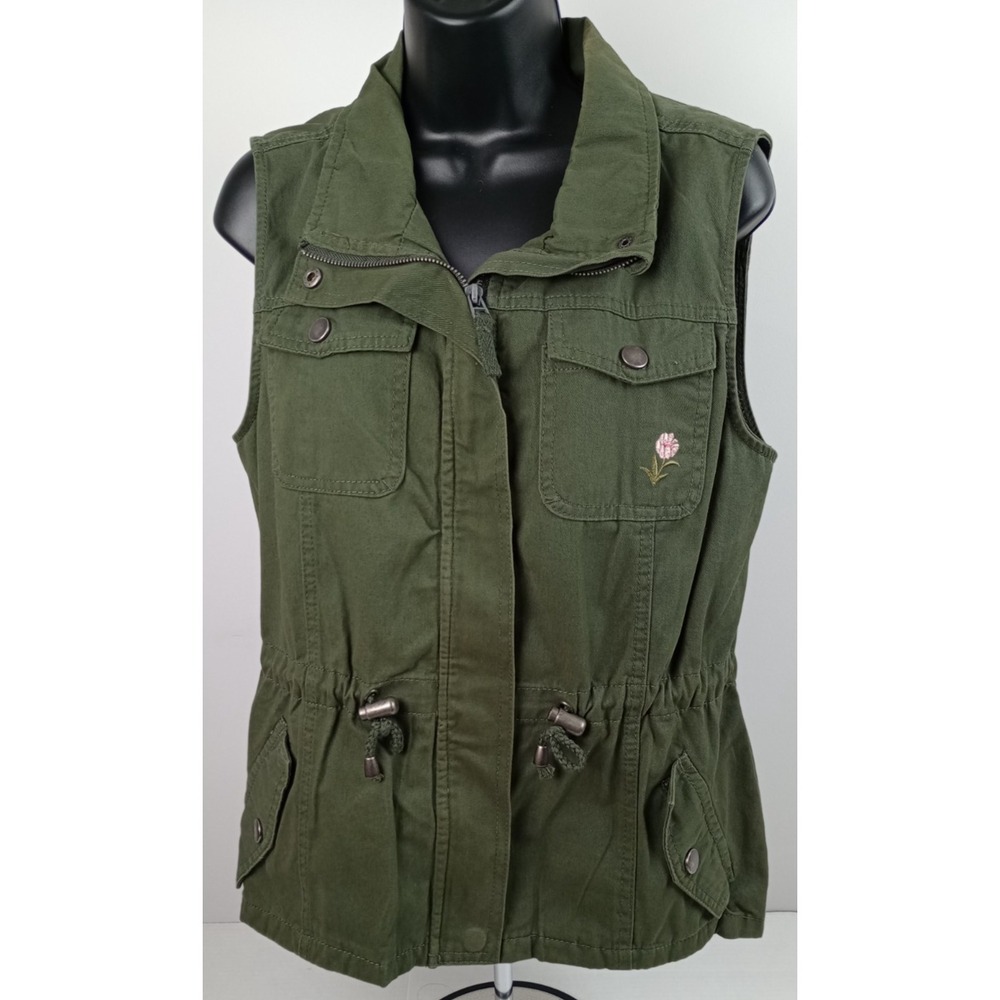Ashley 26 International‎ Downtown Collection Women's L Forest Green Floral Vest